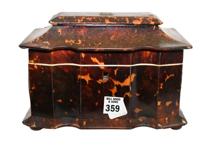 Victorian Tortoise Tea Caddy, 6"H x 9"w (some wear)