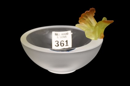 Daum France Crystal "Daffodil Flower Mint Dish" 4.5" wide x 4" deep x 3" high Good condition