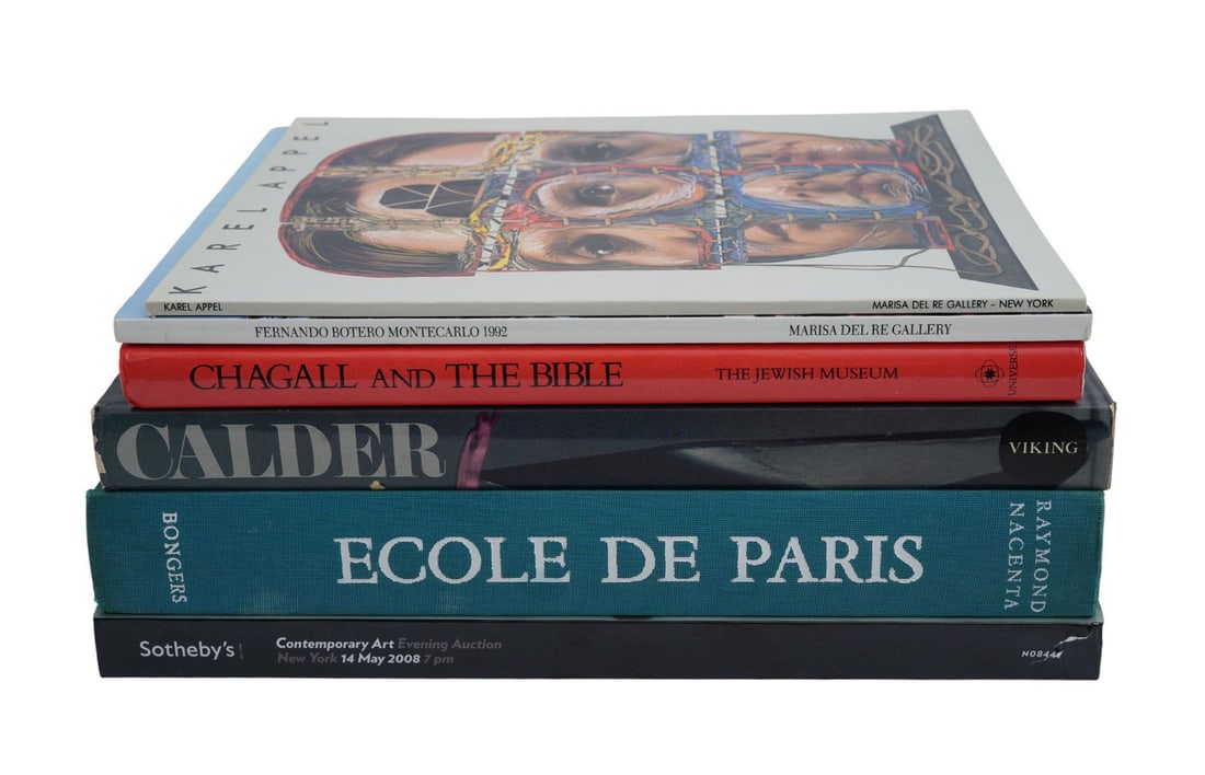 Lot of 6 Art Books: Lot of 6 Art Books, 1 Chagall and the Bible, The Jewish Museum, Universe Books 2 Karel Appel, Marisa Del re Gallery 3 Calder Mulas Arnason, Viking 4 Fernando Botero, In Monte Carlo 1992 5 Ecole de Par