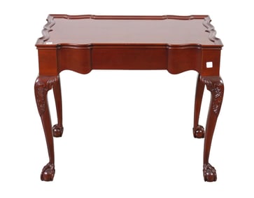 English Chippendale Style Side Table on Ball and Claw Feet, 27"H x 32"W x