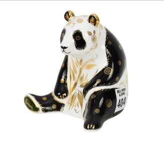 Royal Crown Derby Porcelain, Harrods Giant Panda, Black & White with Gold Accents, 5"h x 4"w
