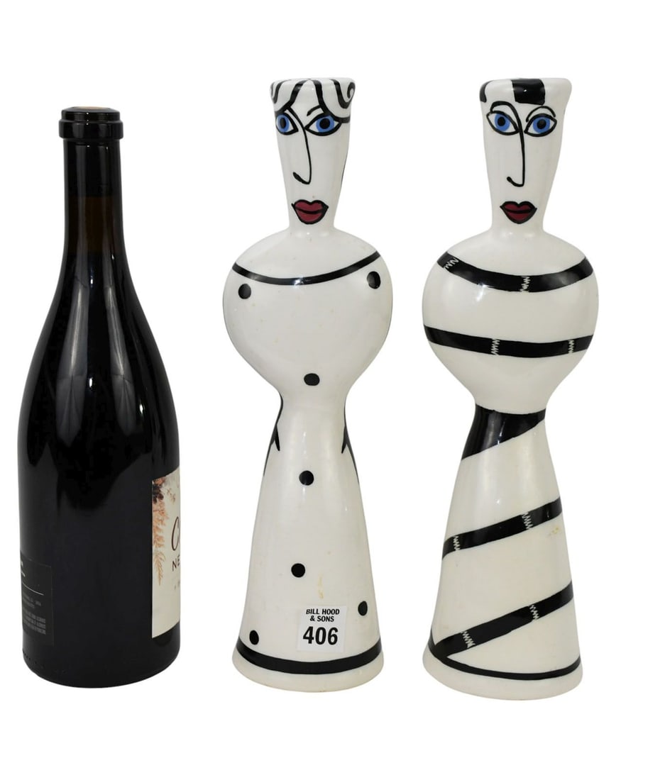 Two Alison Palmer Studios Pottery Female Form Candle Sticks - A pair of whimsical glazed ceramic (1 of 7)