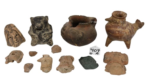 Grouping of Pre-Columbian Pottery & Stone Carving - Mexico, Central America, South America. Pottery