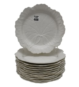 12 Wedgwood Eturia 8" Cabbage Leaf Plates - England. Wedgwood Eturia & Barlaston. Vintage. Ivory