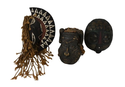 Three African Tribal Dance Masks, 20th Century - Comprising: A) Mossi Mask, Burkina Faso,
