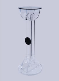 Modern Acrylic / Lucite Pedestal with partial iceberg design and black accents, 42" high x 14" dia