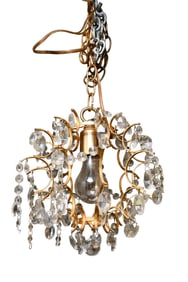 Mini Crystal & Brass Pendant Chandelier, 13"H x 10"w