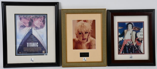 Group of 3 Autographed Pictures: 1) Celine Dion Autograph, Autographed Titanic picture 19.5" x