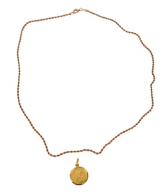 18K Rose Gold Necklace & Yellow Gold Pendant. Wt. 6.8 grams necklace 20" Pendant 1"