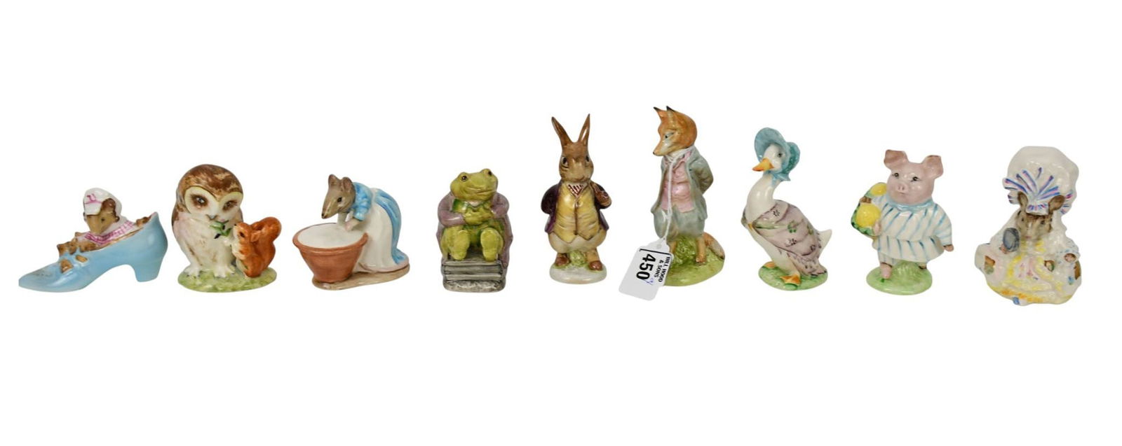 9 Beswick Beatrix Potter porcelain Figurines, Tallest (Fox) 4.5" high  All in good condition (1 of 13)