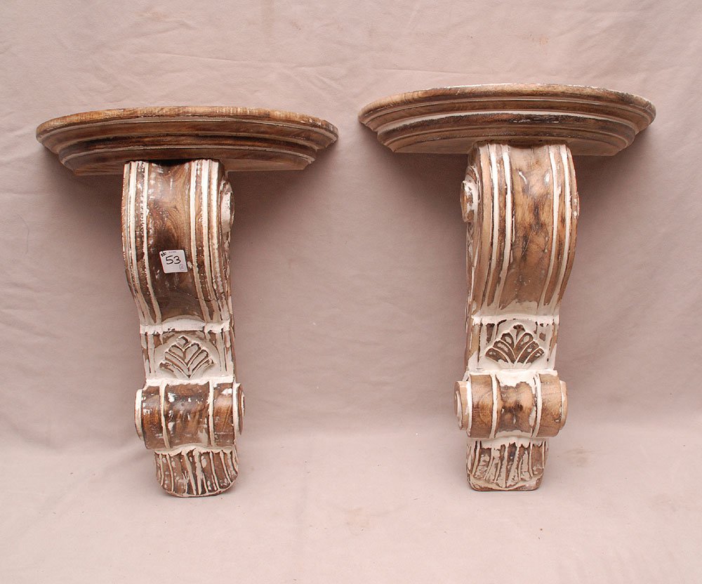 4 wood whitewashed Corbels: 4 wood whitewashed Corbels