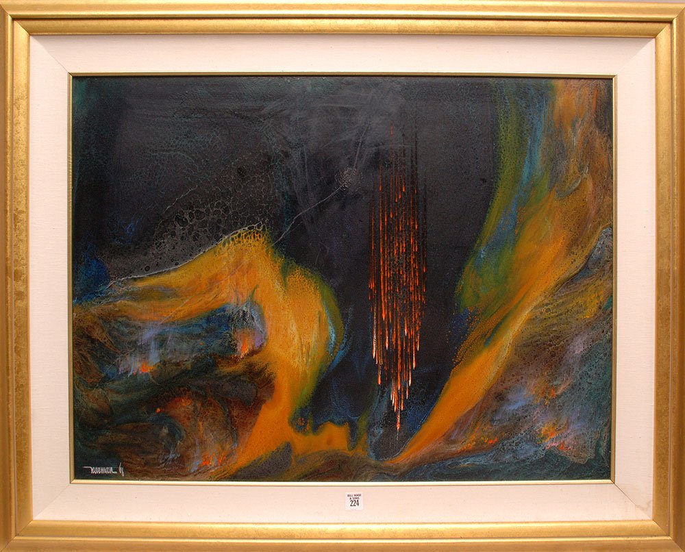 Leonardo M. Nierman (Mexico/NewYork 1932 - ) oil on ma: Leonardo M. Nierman (Mexico/NewYork 1932 - ) oil on massonite board, Abstract , 22" x 30"