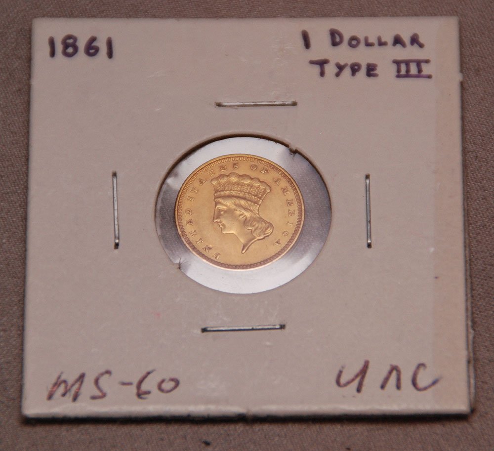 1861 one dollar gold coin: 1861 one dollar gold coin