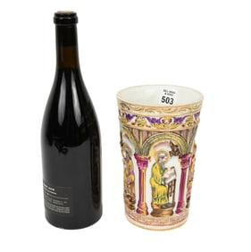 Antique Capodimonte Religious Vase, 7-1/2 inches tall