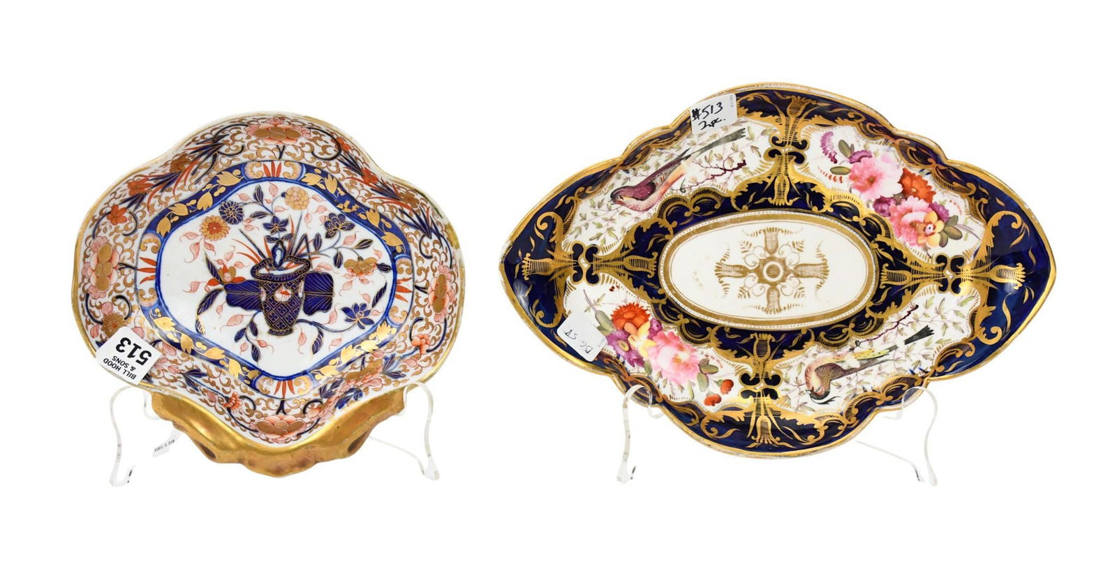 2 Porcelain painted dishes, 11-3/4 x 7 x 7-3/4 inches (1 of 7)