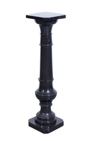 Black polished marble pedestal, 39-1/2 tall x 10 in. square top.