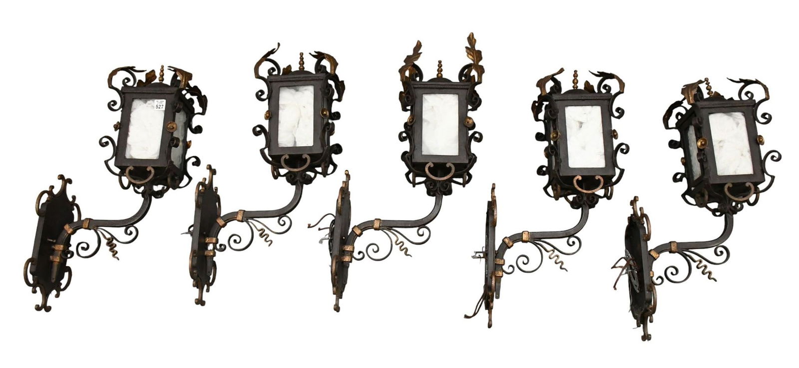 5 Iron Fancy Wall Mounted Lanterns, 25"h x 12"w: 5 Iron Fancy Wall Mounted Lanterns, 25"h x 12"w