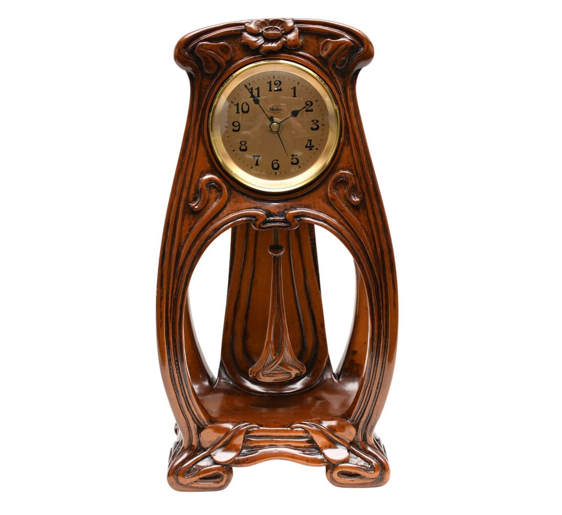 Decorative Art Nouveau Shelf Clock, Medea Italy, 15"h x 8"w x 6"d (1 of 5)