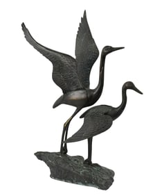 Bronze Sculpture of 2 Birds in Flight, 13"H x 9"w