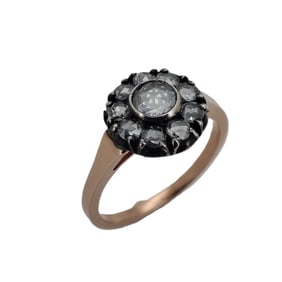 Vintage Imperial Era 14 K Rose Gold, Rose cut Diamond Ring. Rose Cut Diamonds Approx. 0.80 Ct I J