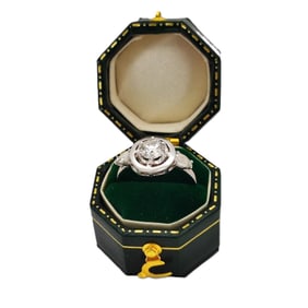 Vintage Imperial Era 14 K Rose Gold, Diamond Engagement Ring. Center Round Diamond Approx, 0.60 Ct I