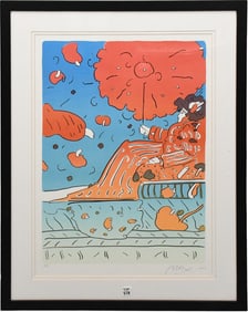 Peter Max (German/American b.1937) The Umbrella Lady- edition HC. pencil signed. sheet size 22 x 29