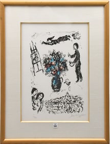 Marc Chagall (1887-1985) Color Lithograph, Bouquet over the Town. Pencil signed right, edition
