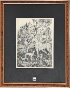 Albrecht Durer German 1471-1528. Wood cut etching after Albrecht Durer- entitled Saint Eustis.