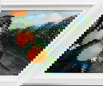 Mark Stanford Florida Artist. 16x20. Orange Grove, oil Palette Knife on artist board. COA on