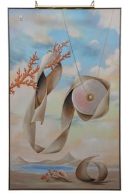Philip Standish Read (American, 1927-2000) Oil on Canvas, Trompe l’oeil surreal large painting.