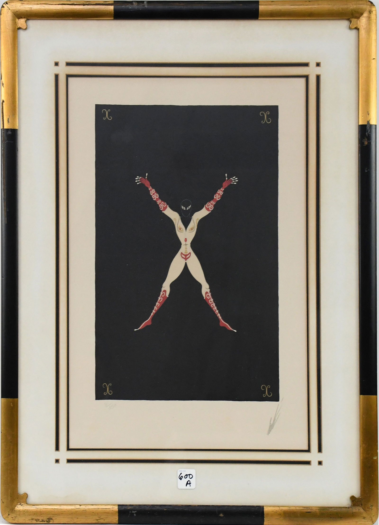 Erte (Russian/ French  1892-1990) Lithograph "X",  pencil signed lower right, 8/350. Sight size (1 of 6)