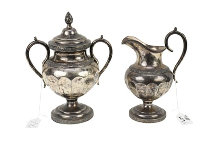 Coin Silver Pitcher & Sugar Basin. Marked Samuel T Crosby Pure Coin Boston Ma Civil war Era (c. 1854