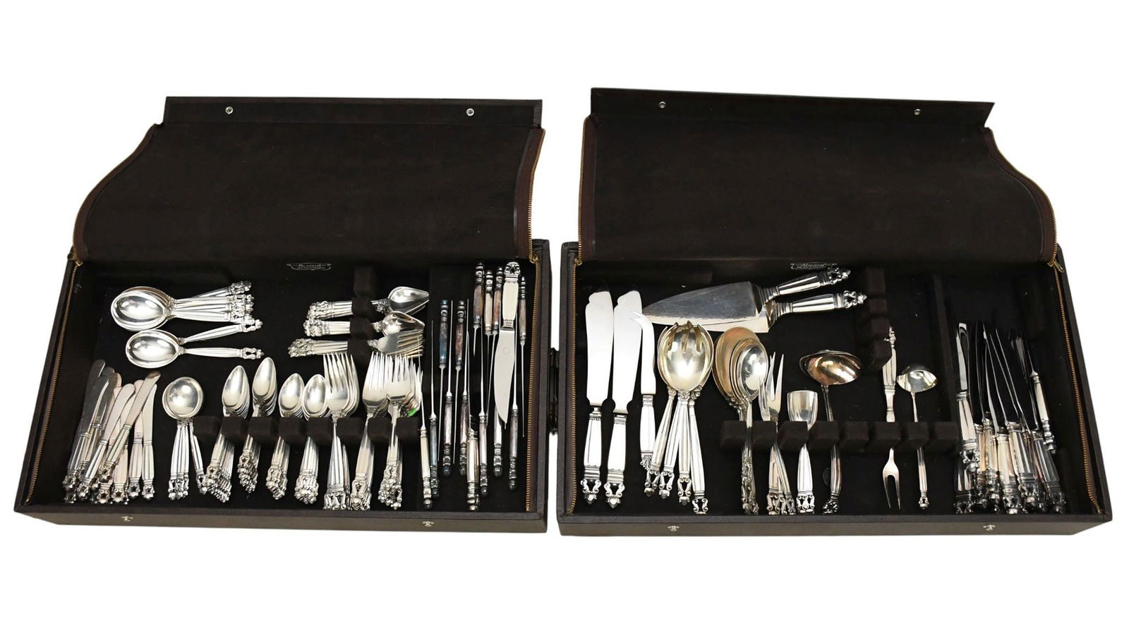 Georg Jensen Denmark Sterling Silver Flatware Set, Acorn Pattern, 170 Pcs. Incl; 16 Dinner Knives (1 of 6)