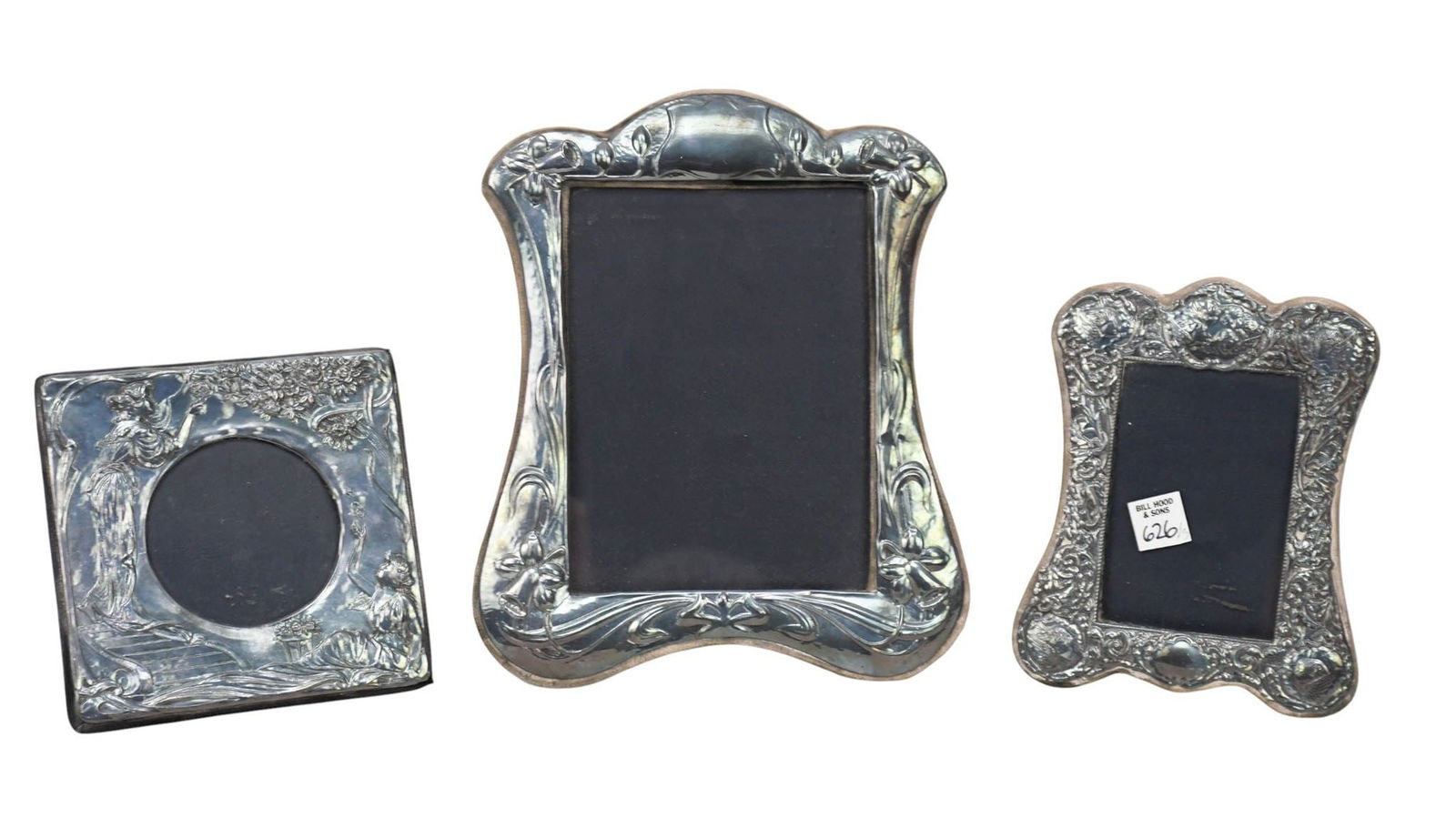 3 Sterling Silver Picture Frames. Size 8" x 6.5", 6.75" and 11.5" x 9.25" KFL in a rectangle, (1 of 4)