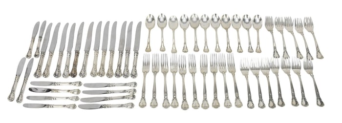 57 Pieces of Gorham Chantilly Sterling Flatware. 11 Teaspoons 6", 12 Salad forks 6.25", 10 dinner
