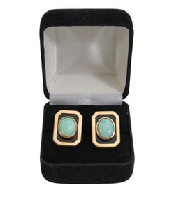 14K Yellow Gold Opal Cufflinks. Wt. 13.27 grams
