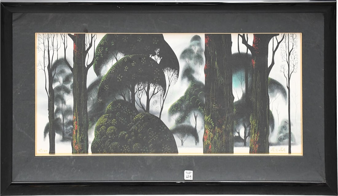 Eyvind Earle (American, 1916-2000) Serigraph, FOREST MAGIC. signed and edition 67/200. 34 1/2 x 14 (1 of 5)