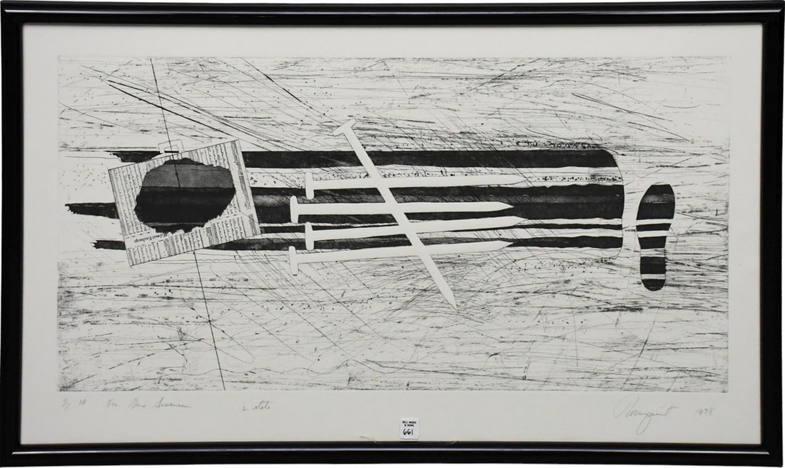 James Rosenquist (Am. 1933-2017) Gene Swenson-1978. Second State. AP-artist proof edition number: James Rosenquist (Am. 1933-2017) Gene Swenson-1978. Second State. AP-artist proof edition number 11/50. 24 1/4 x 41 1/4 inches overall