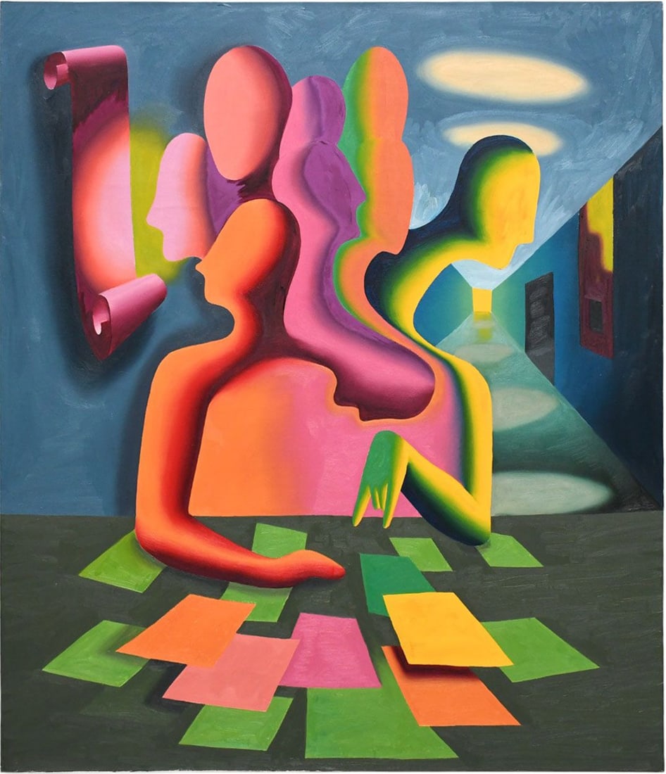 Mark Kostabi (b.1960) Modern Abstract Oil Painting -Fragment of a Grand Archive- 1988. oil on canvas (1 of 8)