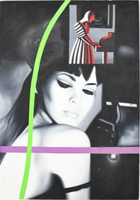 Mark Kostabi (b.1960) Large Modern Abstract Oil Painting -Full Time Slave-1989. oil on canvas 60 x