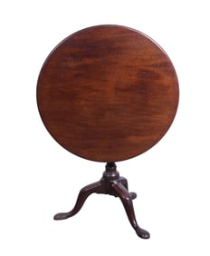 19th Century English Mahogany round tilt top side table with birdcage on tripod base, 27h x 29