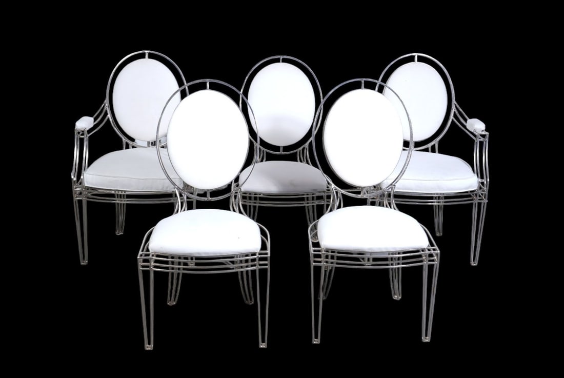 5 chairs from the Opera collection by Casamidy featuring 1/4 gauge square iron frames with white (1 of 8)
