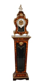 Late 20th c. Clock & Pedestal, Face Marked Tiffany, Clock 29"h x 14 1/2"w