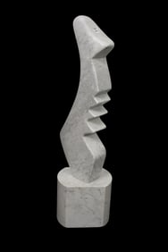 Carved Marble sculpture Geometric form 33" high x 9" wide x 7" deep