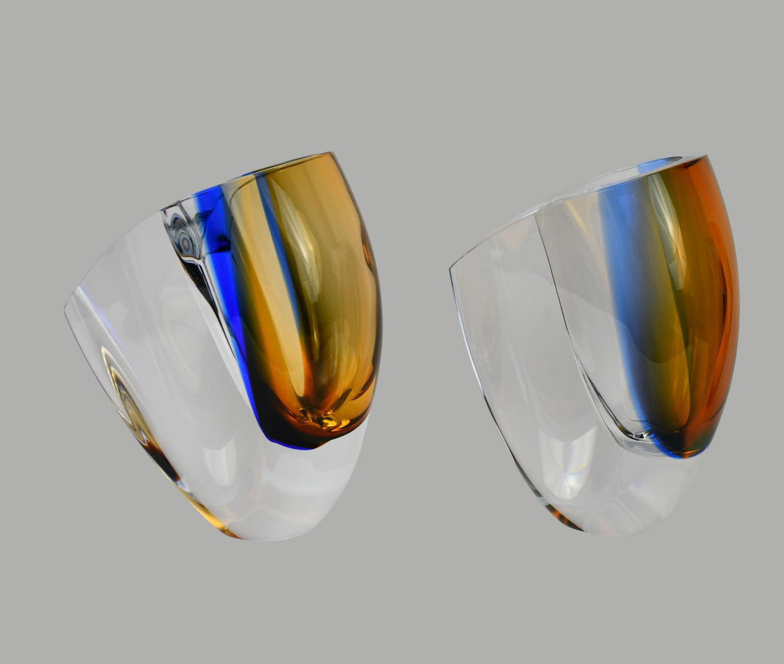 2 Kosta Boda Vases, Mirage, New in Original Boxes, 8 1/2"h x 6 1/4"w x 3 3/4"d (1 of 3)