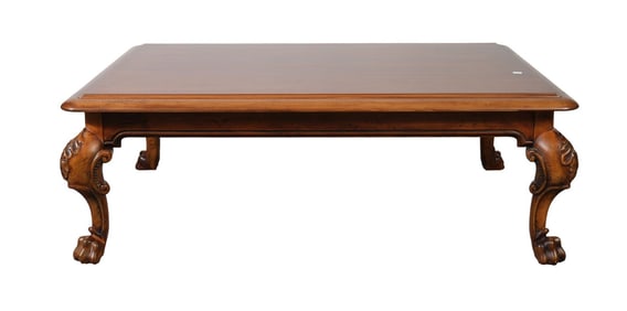 Ralph Lauren Coffee Table, Solid Wood with Carved Cabriole Legs, 18"h x 54"w x