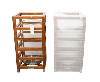 Pair Ralph Lauren Lanterns in Wood Frames, 23 1/2"h x 12"square