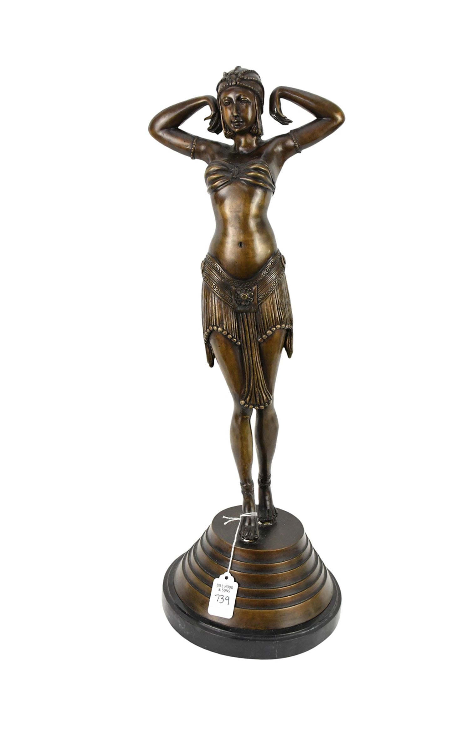 Bronze Art Deco Style Dancer After D. Chiparus - A patinated bronze sculpture of an Art Deco style (1 of 4)