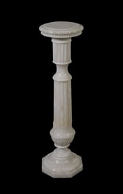 Alabaster Classical Form Pedestal, 38"H x 10"Dia