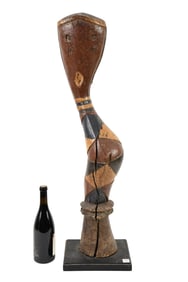 Baga Carved & Painted Wood Snake Figure - Guinea, West Africa. Baga Peoples. A large carved wood